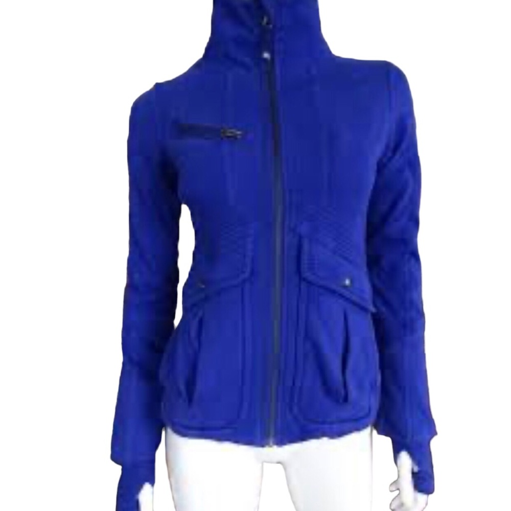 LULULEMON BLUE-ISH PURPLE MID WEIGHT QUILTED SLIM FIT JACKET Sz 8 Good Condition